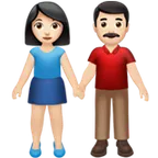 woman and man holding hands: light skin tone สำหรับแพลตฟอร์ม Apple