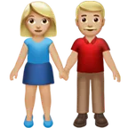 woman and man holding hands: medium-light skin tone สำหรับแพลตฟอร์ม Apple