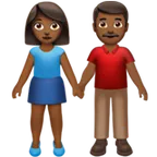 woman and man holding hands: medium-dark skin tone per la piattaforma Apple
