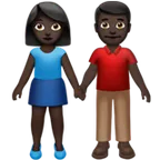 woman and man holding hands: dark skin tone untuk platform Apple