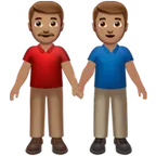 men holding hands: medium skin tone untuk platform Apple