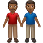men holding hands: medium-dark skin tone untuk platform Apple