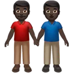 men holding hands: dark skin tone per la piattaforma Apple