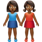 women holding hands: medium-dark skin tone สำหรับแพลตฟอร์ม Apple