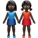 women holding hands: dark skin tone für Apple Plattform
