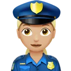 woman police officer: medium-light skin tone for Apple platform