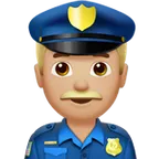 man police officer: medium-light skin tone for Apple platform