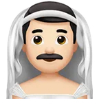 man with veil: light skin tone for Apple platform