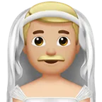 man with veil: medium-light skin tone til Apple platform