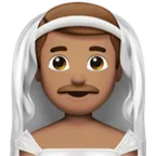 man with veil: medium skin tone for Apple platform