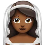 woman with veil: medium-dark skin tone para a plataforma Apple