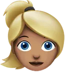 woman: medium skin tone, blond hair สำหรับแพลตฟอร์ม Apple