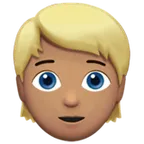 person: medium skin tone, blond hair pentru platforma Apple