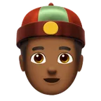 person with skullcap: medium-dark skin tone untuk platform Apple