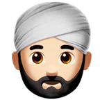 man wearing turban: light skin tone til Apple platform