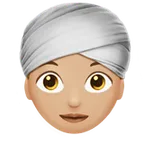 woman wearing turban: medium-light skin tone for Apple platform