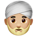 man wearing turban: medium-light skin tone for Apple platform