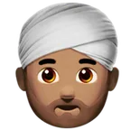 man wearing turban: medium skin tone per la piattaforma Apple