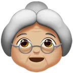 old woman: medium-light skin tone untuk platform Apple