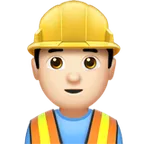 man construction worker: light skin tone til Apple platform