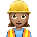 woman construction worker: medium skin tone สำหรับแพลตฟอร์ม Apple