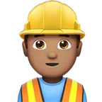 man construction worker: medium skin tone untuk platform Apple