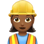 woman construction worker: medium-dark skin tone สำหรับแพลตฟอร์ม Apple