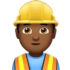 man construction worker: medium-dark skin tone pentru platforma Apple