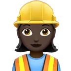 woman construction worker: dark skin tone til Apple platform