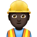 man construction worker: dark skin tone for Apple platform