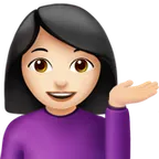 woman tipping hand: light skin tone for Apple platform