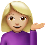woman tipping hand: medium-light skin tone til Apple platform