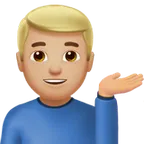 Apple platformu için man tipping hand: medium-light skin tone