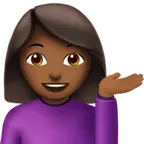 woman tipping hand: medium-dark skin tone für Apple Plattform