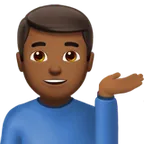 man tipping hand: medium-dark skin tone pentru platforma Apple