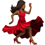 woman dancing: medium-dark skin tone untuk platform Apple