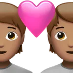 couple with heart: medium skin tone untuk platform Apple