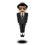 person in suit levitating: medium-light skin tone untuk platform Apple