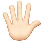hand with fingers splayed: light skin tone pentru platforma Apple