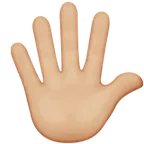 hand with fingers splayed: medium-light skin tone per la piattaforma Apple