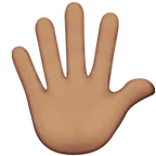 Apple dla platformy hand with fingers splayed: medium skin tone