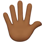 hand with fingers splayed: medium-dark skin tone สำหรับแพลตฟอร์ม Apple