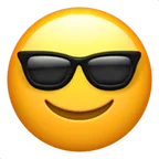 Apple 平台中的 smiling face with sunglasses