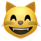 grinning cat with smiling eyes لمنصة Apple