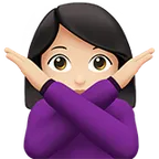 woman gesturing NO: light skin tone for Apple platform