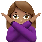 Apple platformu için woman gesturing NO: medium skin tone