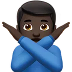 man gesturing NO: dark skin tone untuk platform Apple