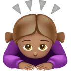woman bowing: medium skin tone untuk platform Apple