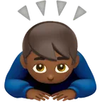man bowing: medium-dark skin tone for Apple platform
