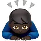 man bowing: dark skin tone for Apple platform